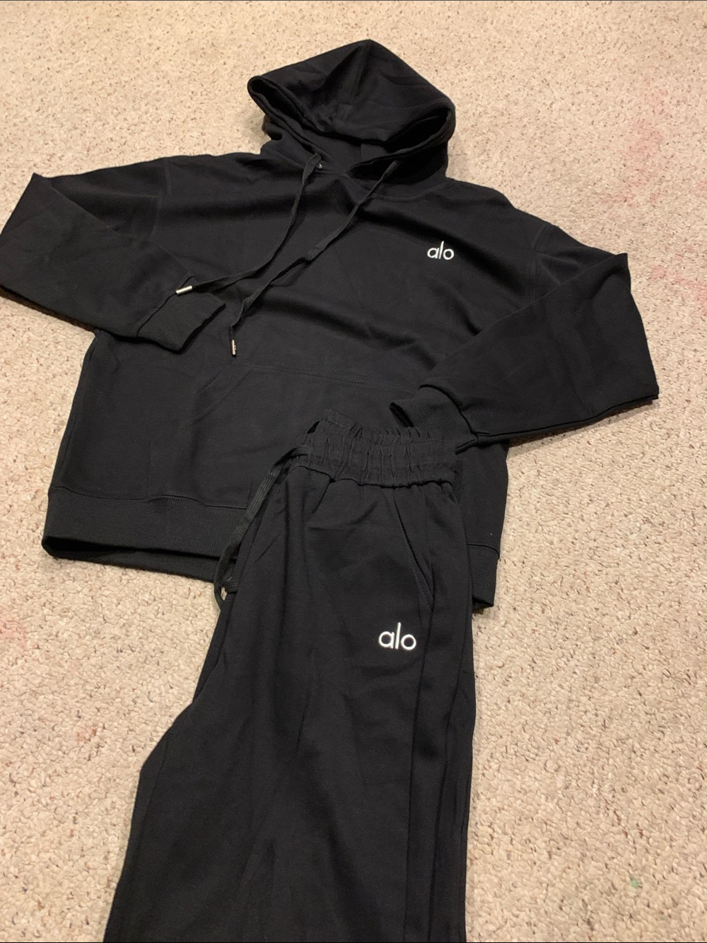ALO Yoga  Black Hoodie and Joggers Set